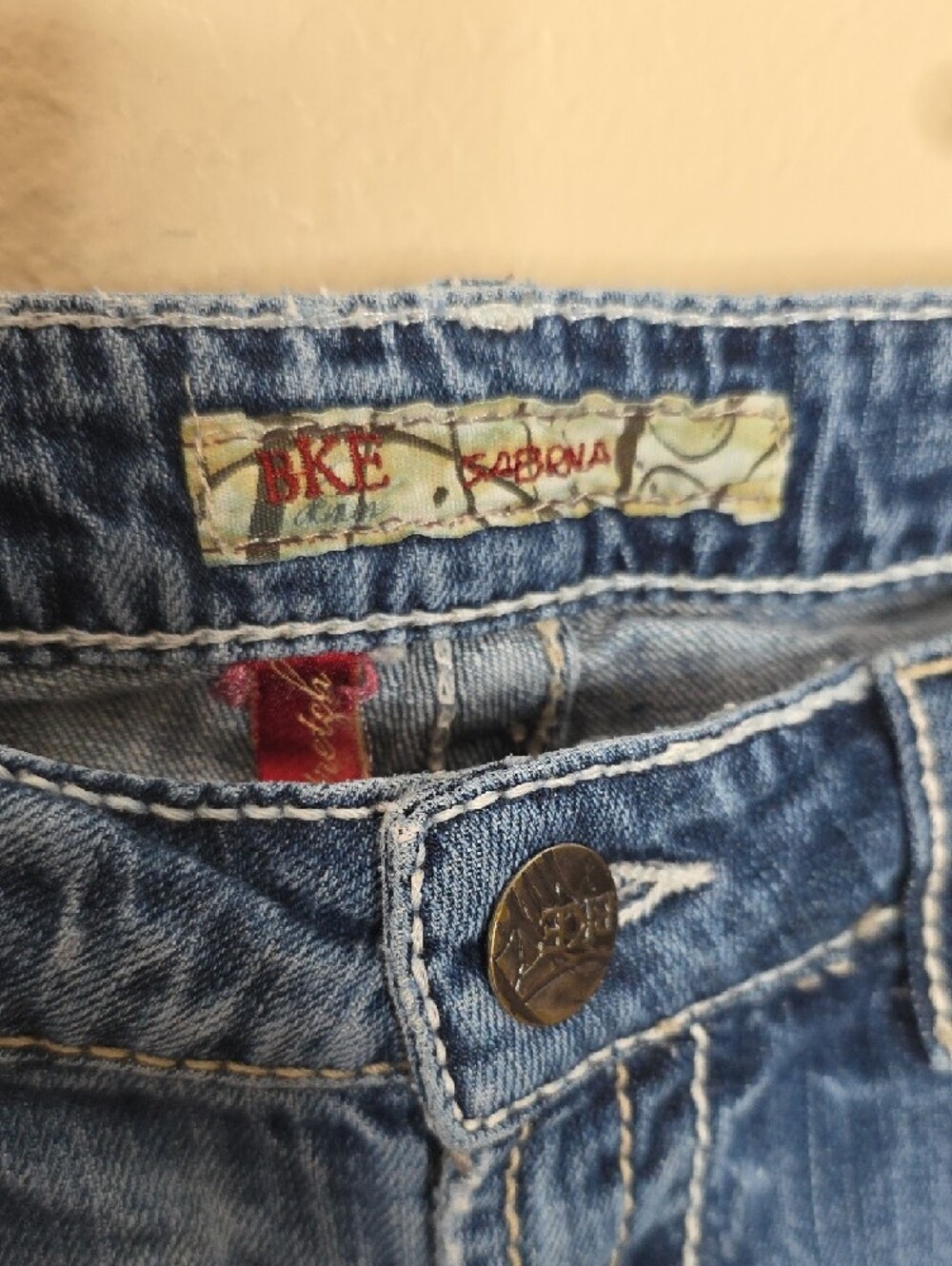 BKE Sabrina Bootcut Jeans 28x35.5 Stretch Blue Distressed Long Inseam Low Rise - Picture 4 of 15